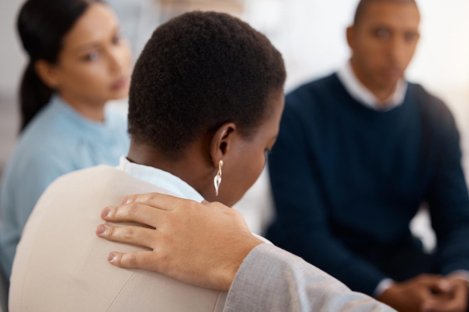 mental-health-support-black-woman-counseling-therapy-session-with-group-people-helping-with-stress-meeting